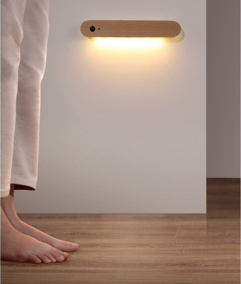 Beech Wood Motion Sensor USB Wardrobe Light
