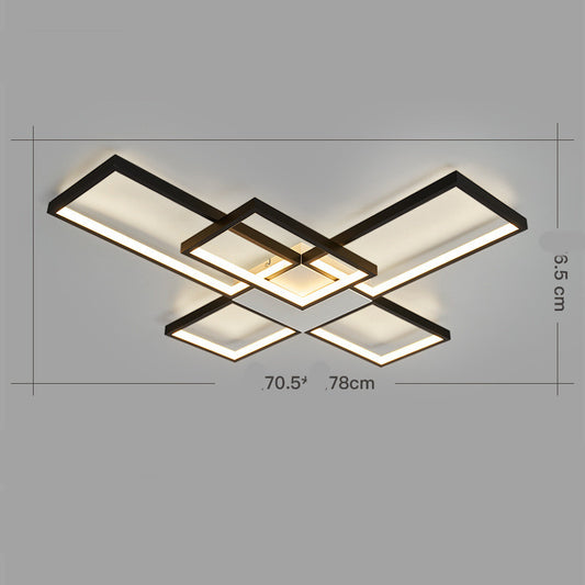 Modern Multi-Head LED Flush Ceiling Light / Black / 5heads