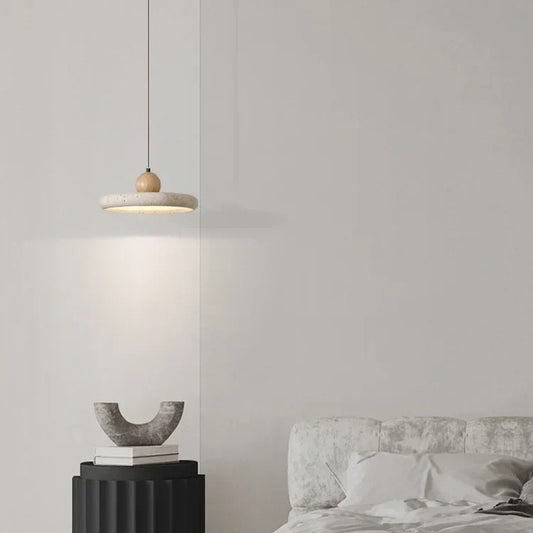 Modern Yellow Travertine Round Pendant Light / White light / 30cm