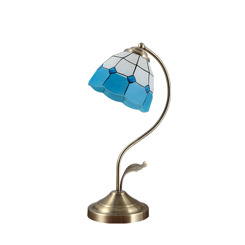 Nordic Wood and Glass Tricolour Bedside Table Lamp / Blue lampshade with 9W tricolo / Push button switch / 220V US