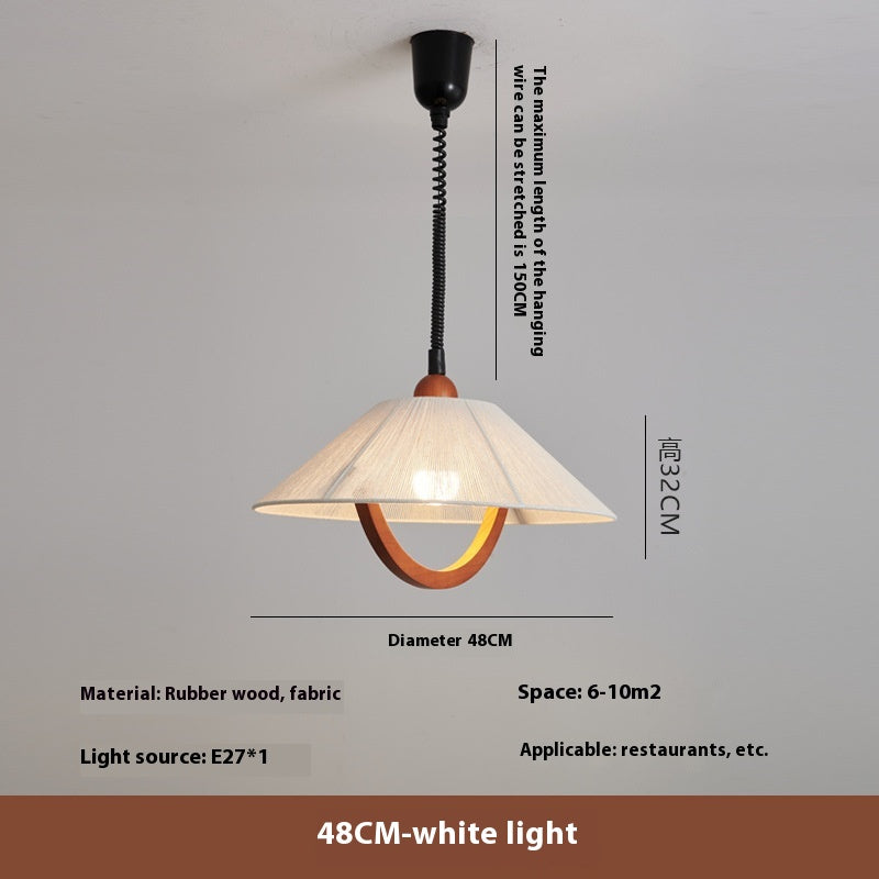Adjustable Cream Fabric LED Pendant Light
