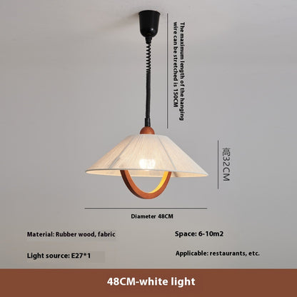 Adjustable Cream Fabric LED Pendant Light