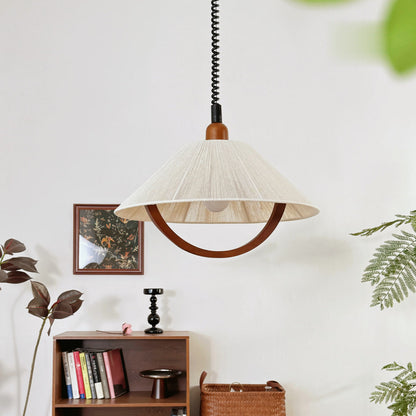 Adjustable Cream Fabric LED Pendant Light / Neutral Light