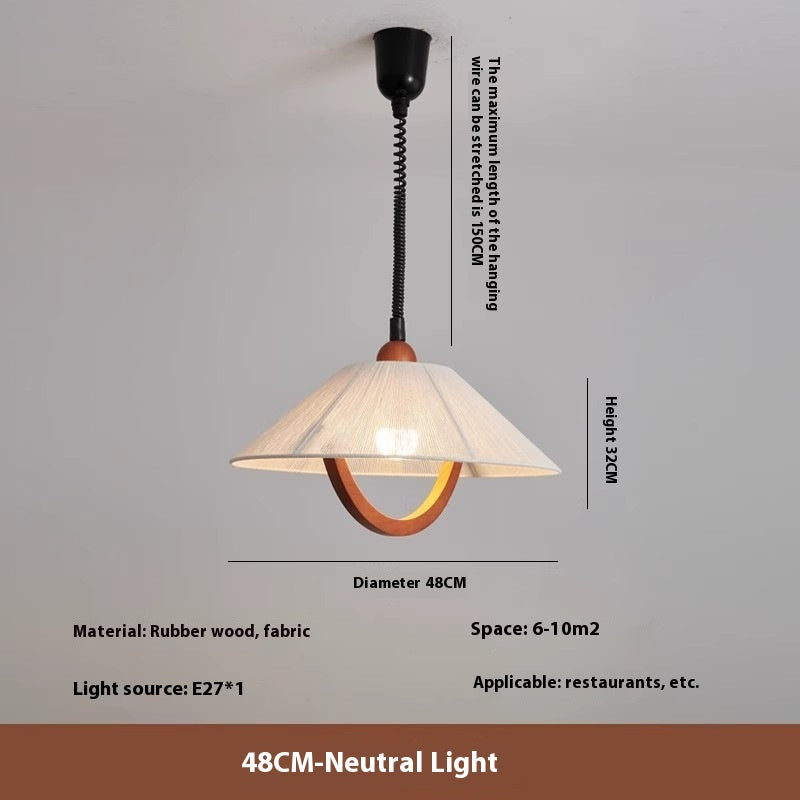 Adjustable Cream Fabric LED Pendant Light