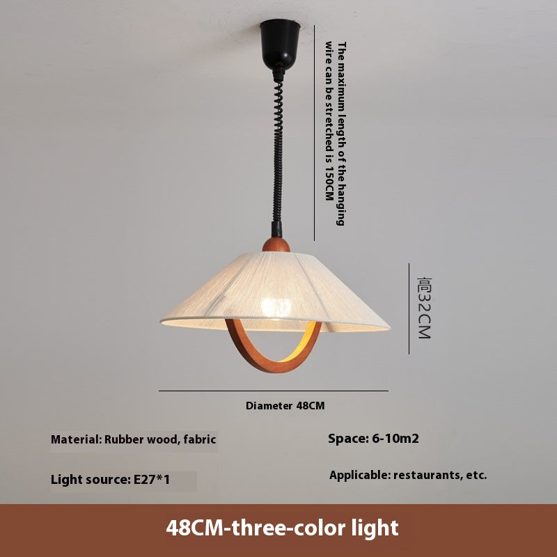 Adjustable Cream Fabric LED Pendant Light