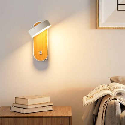 American Minimalist Wood Grain Wall Lamp / Bstyle white / White light