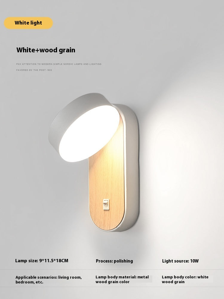 American Minimalist Wood Grain Wall Lamp