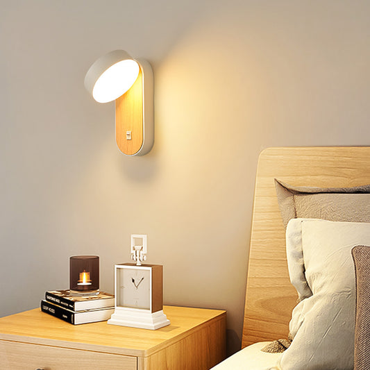 American Minimalist Wood Grain Wall Lamp / Bstyle white / Warm light