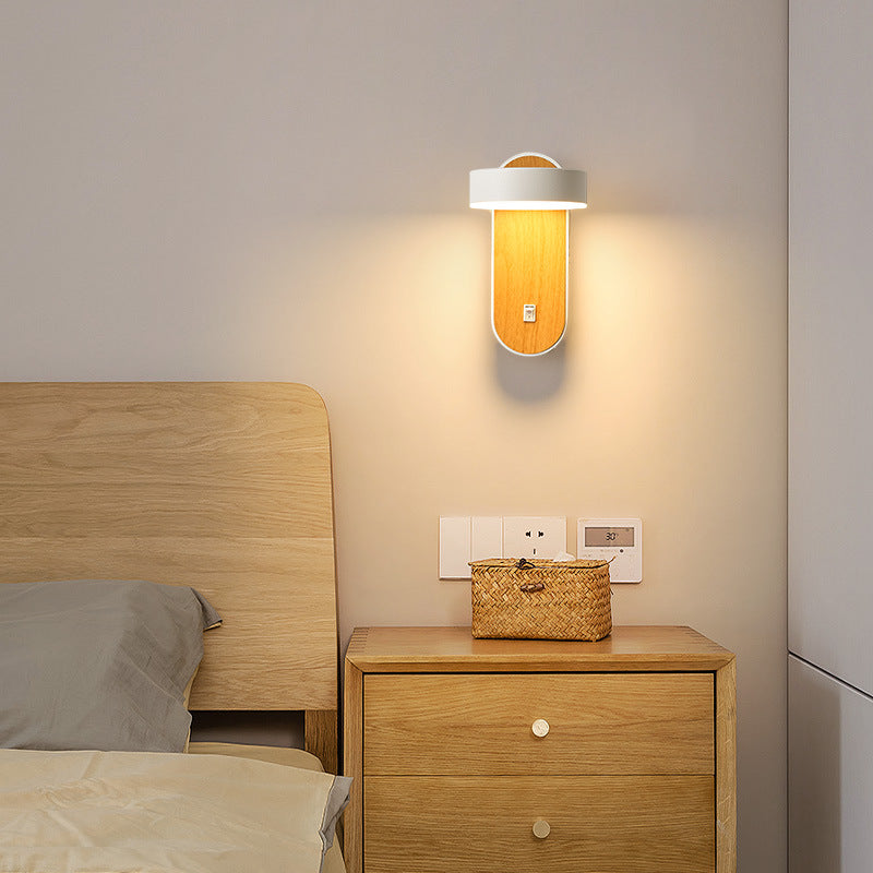 American Minimalist Wood Grain Wall Lamp / Bstyle white / Tri colored light