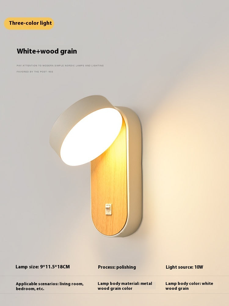 American Minimalist Wood Grain Wall Lamp