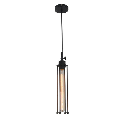 American Vintage Fluted Iron Single Pendant Light / Price Without Bulb / Black Single Head