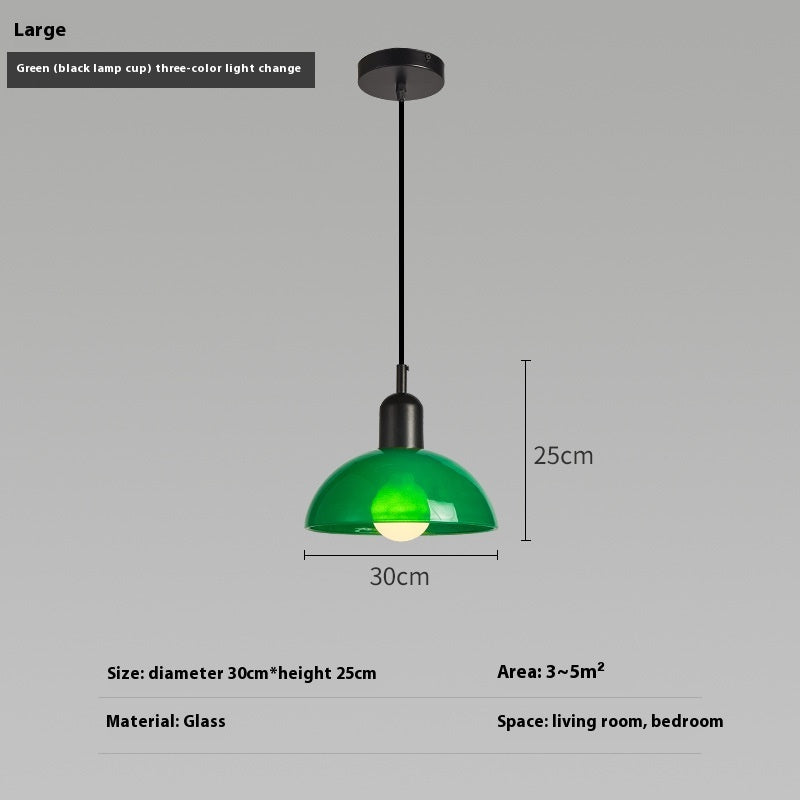 Bauhaus Retro Glass Pendant Light / Large Orange / Green cup / Tri color