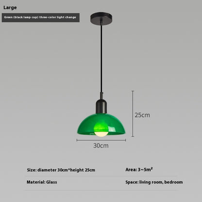 Bauhaus Retro Glass Pendant Light / Large Orange / Green cup / Tri color