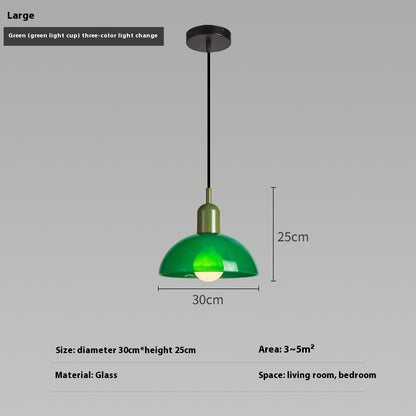 Bauhaus Retro Glass Pendant Light / Small white / Pink cup / Warm light