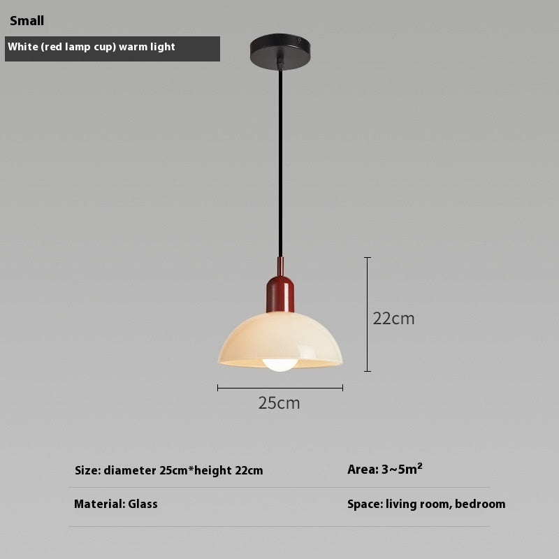 Bauhaus Retro Glass Pendant Light / Small Orange / Black cup / Warm light