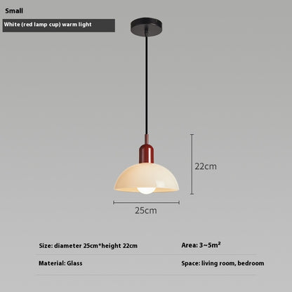 Bauhaus Retro Glass Pendant Light / Small Orange / Black cup / Warm light