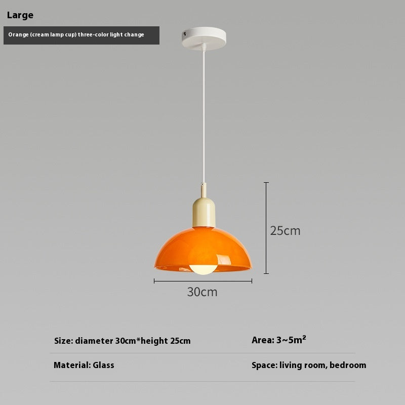 Bauhaus Retro Glass Pendant Light / Small Orange / Red cup / Warm light