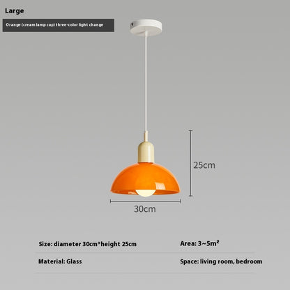 Bauhaus Retro Glass Pendant Light / Small Orange / Red cup / Warm light