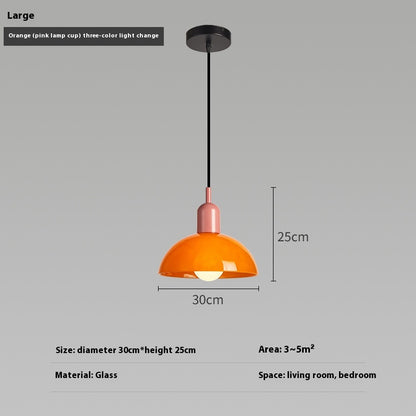 Bauhaus Retro Glass Pendant Light / Small Orange / Green cup / Warm light