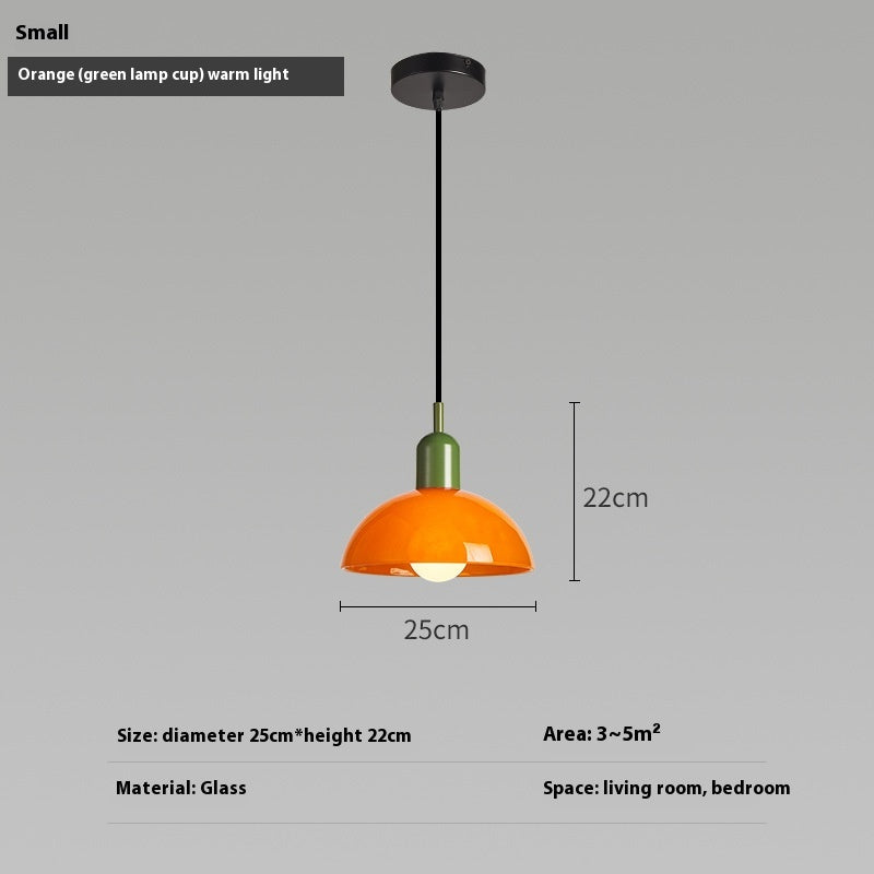 Bauhaus Retro Glass Pendant Light / Large green / Pink cup / Tri color