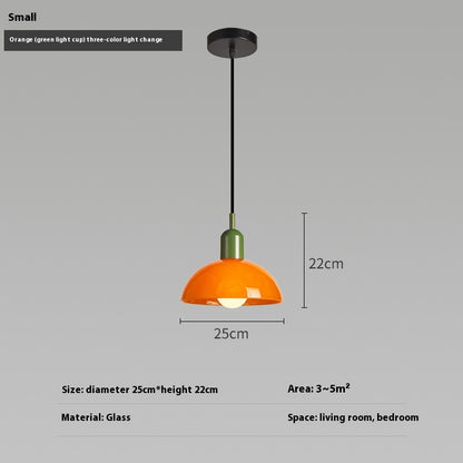 Bauhaus Retro Glass Pendant Light / Small white / Green cup / Warm light