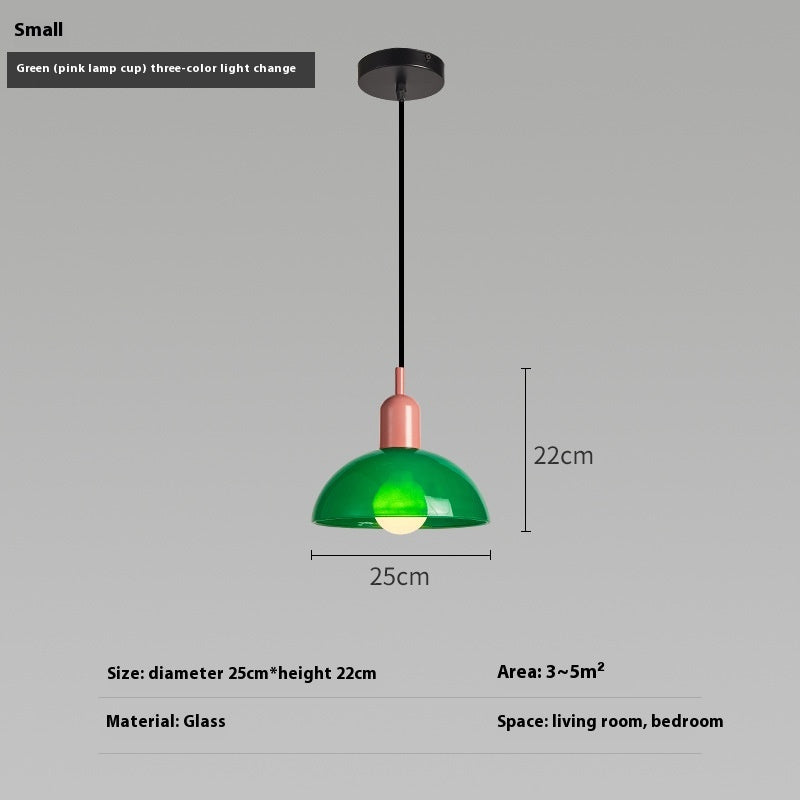 Bauhaus Retro Glass Pendant Light / Large green / Black cup / Warm light
