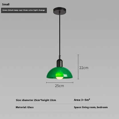 Bauhaus Retro Glass Pendant Light / Large green / Green cup / Tri color