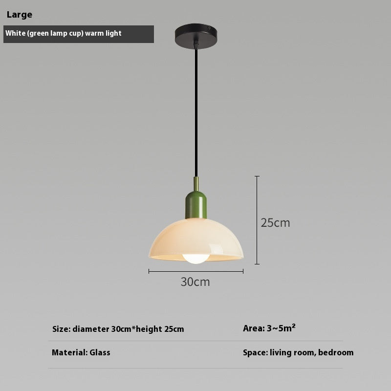 Bauhaus Retro Glass Pendant Light / Small green / Red cup / Warm light