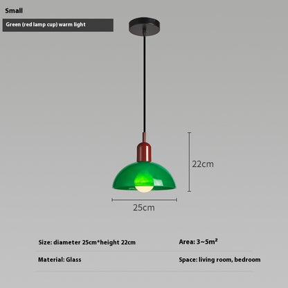 Bauhaus Retro Glass Pendant Light / Small white / Pink cup / Tri color