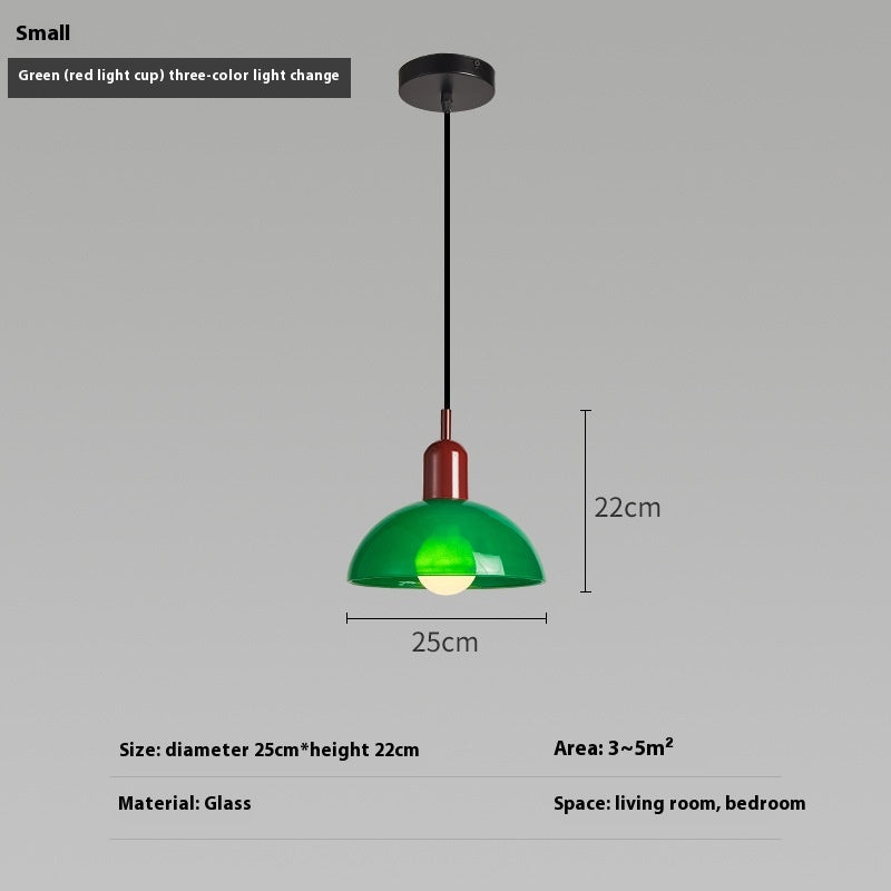 Bauhaus Retro Glass Pendant Light / Small Orange / Pink cup / Warm light