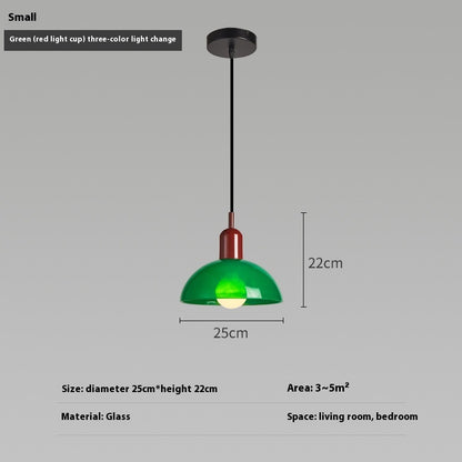 Bauhaus Retro Glass Pendant Light / Small Orange / Pink cup / Warm light