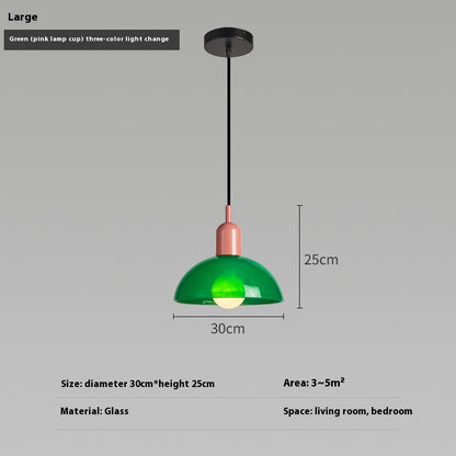 Bauhaus Retro Glass Pendant Light / Large White / Green cup / Tri color