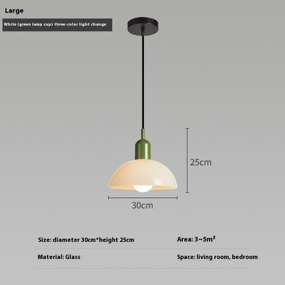 Bauhaus Retro Glass Pendant Light / Large green / Red cup / Tri color