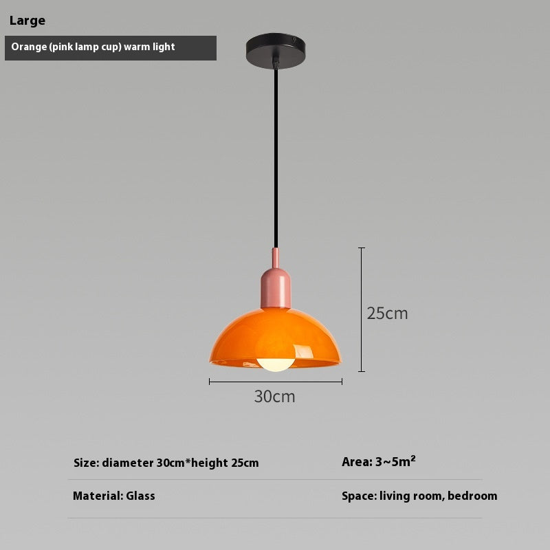 Bauhaus Retro Glass Pendant Light / Small white / Red cup / Warm light