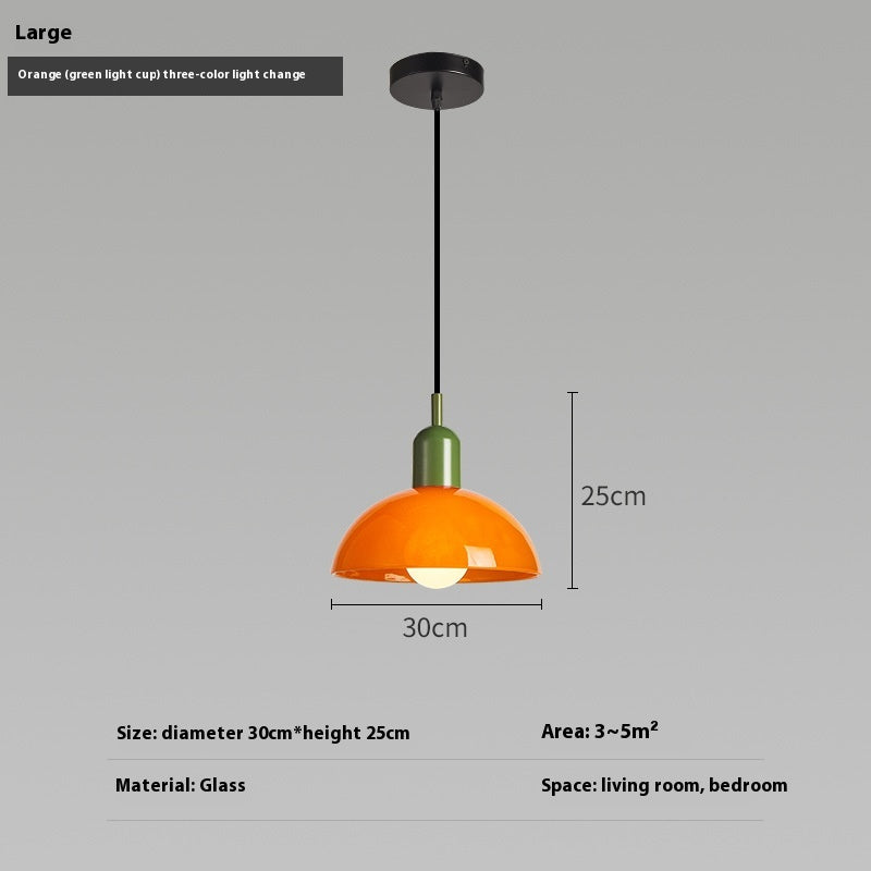 Bauhaus Retro Glass Pendant Light / Large Orange / Black cup / Warm light