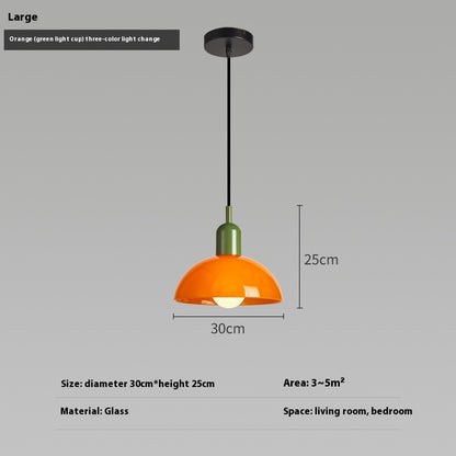 Bauhaus Retro Glass Pendant Light / Large Orange / Black cup / Warm light