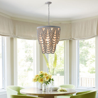Bohemian Wooden Bead Pendant Chandelier / Black / Small
