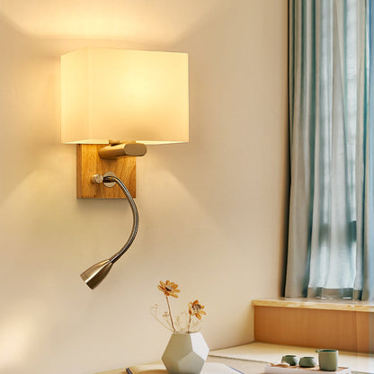 European Fabric Shade Hotel Wall Lamp / 1062White / No bulb