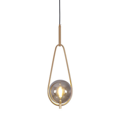 Gold Glass Globe Bar Pendant Light / Smoke Gray Lampshade