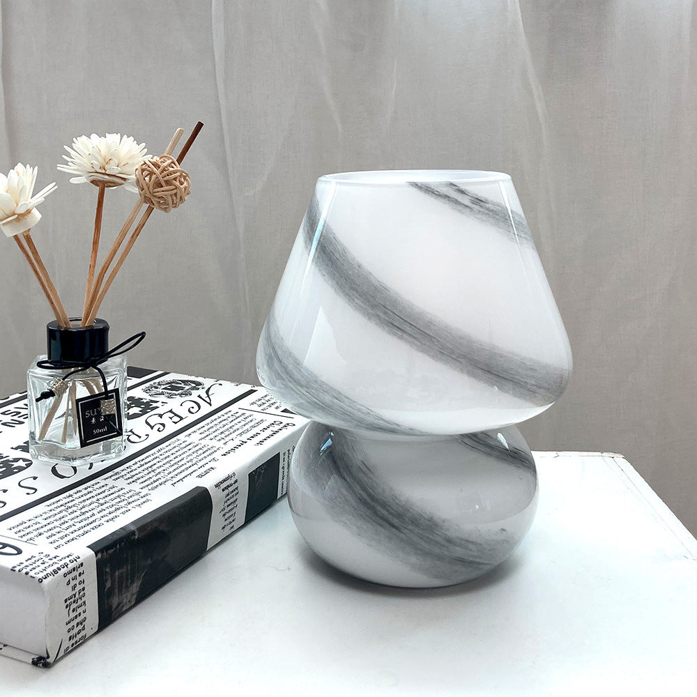 Handmade Glass Mushroom Bedside Table Lamp / Earth / EU