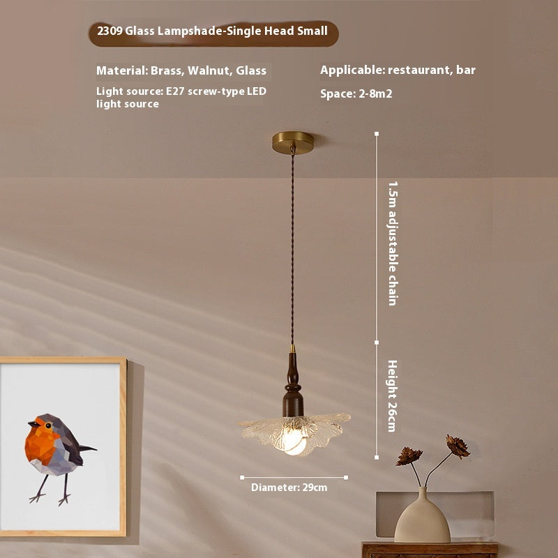 Japanese Retro Glass Small Pendant Light / 6W Warm Light Bulb / Disc