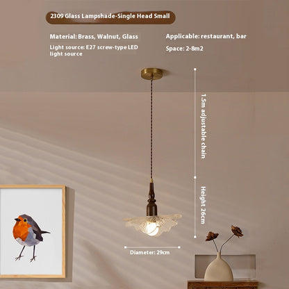 Japanese Retro Glass Small Pendant Light / 6W Warm Light Bulb / Disc