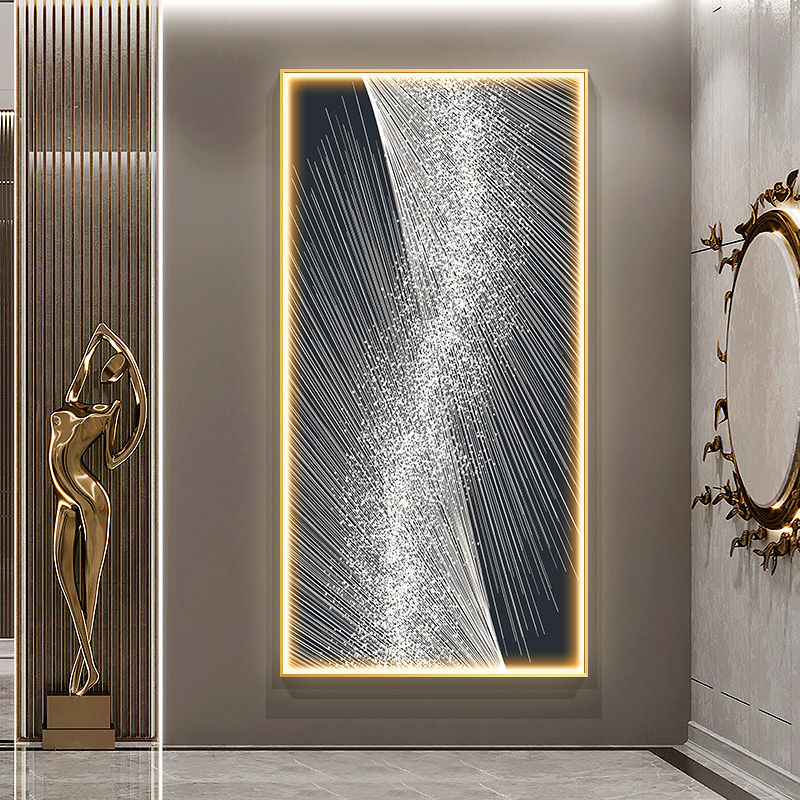 Modern Light Luxury Illuminated Wall Art / B / 40X80CM / Black Frame