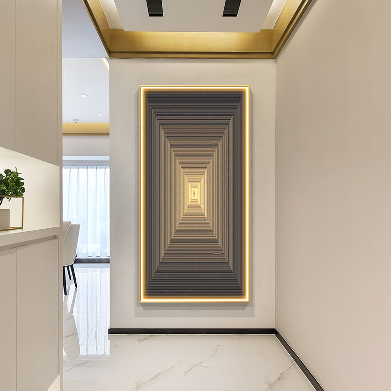 Modern Light Luxury Illuminated Wall Art / D / 60X120CM / Black Frame