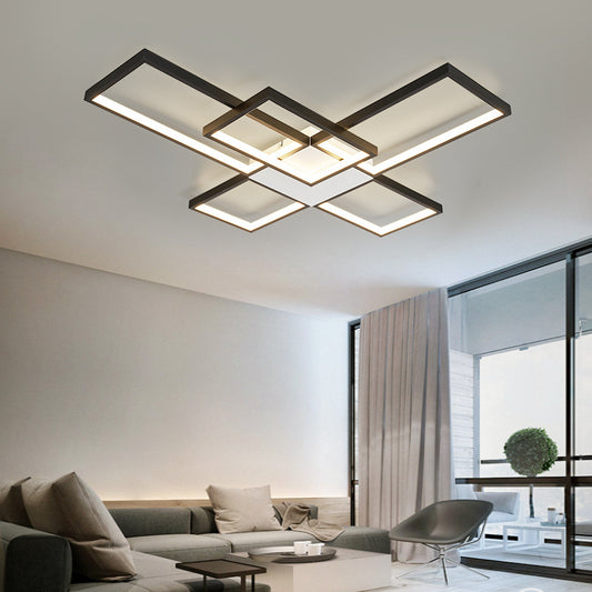 Modern Multi-Head LED Flush Ceiling Light / Black / 3heads