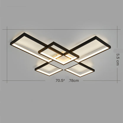 Modern Multi-Head LED Flush Ceiling Light / Black / 5heads