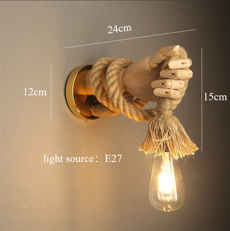 Modern Rope and Iron Bedside Wall Lamp / No light source / Left hand