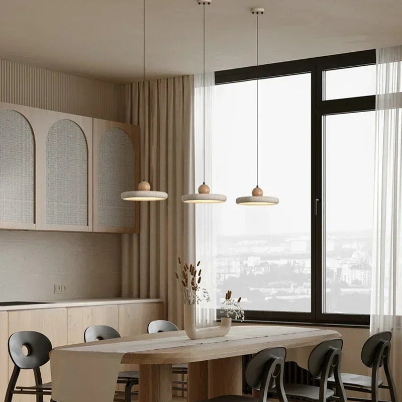 Modern Yellow Travertine Round Pendant Light / Three color light / 30cm