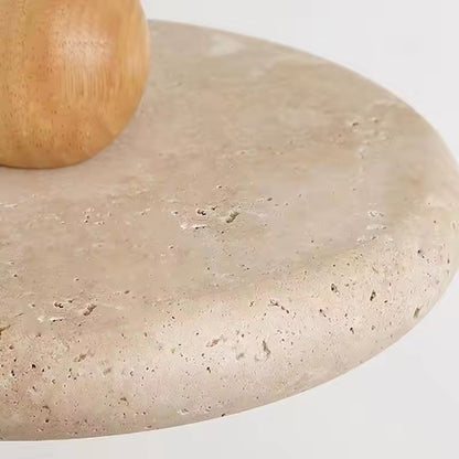 Modern Yellow Travertine Round Pendant Light / Warm light / 30cm