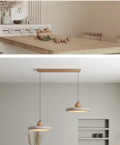 Modern Yellow Travertine Round Pendant Light / Three color light / 40cm